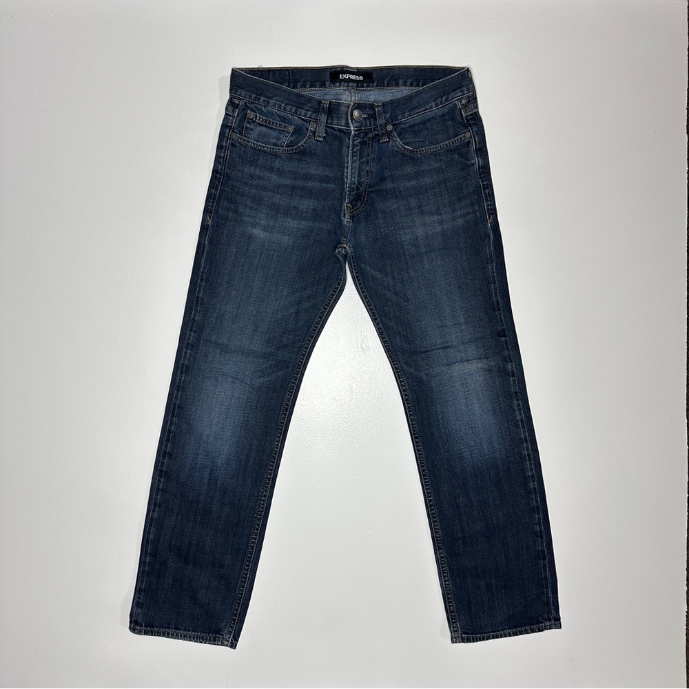 Express Men Blue Faded Slim Stretch Jeans Size 30X30